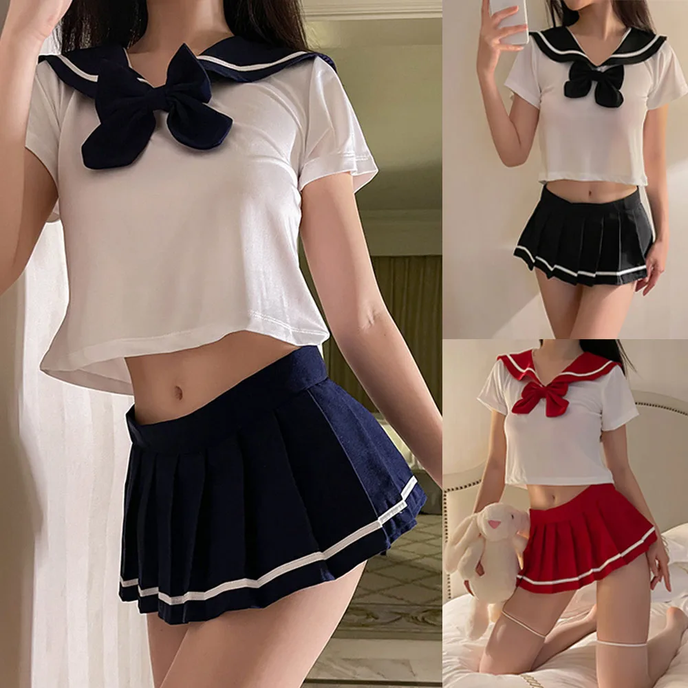 

School Girl Japanese Cosplay Costumes Women Sexy Lingerie Temptation Suit Student Uniform Miniskirt Outfit Fancy JK Dress Set