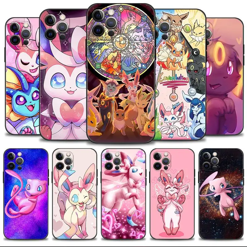 

Pokemon Mew Sylveon Phone Case For Apple iPhone 11 14 13 12 Pro Max 13 12 Mini XS Max XR X 7 8 Plus Silicone Cover