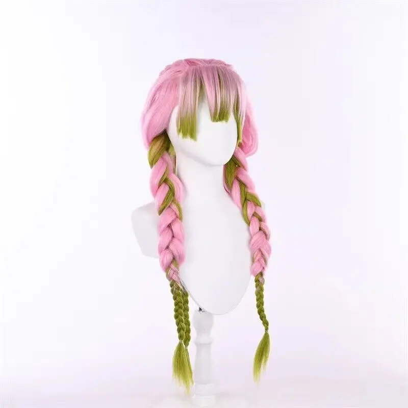 Синтетический парик Kanroji Mitsuri из аниме для рассекающего демонов Косплей плетеные