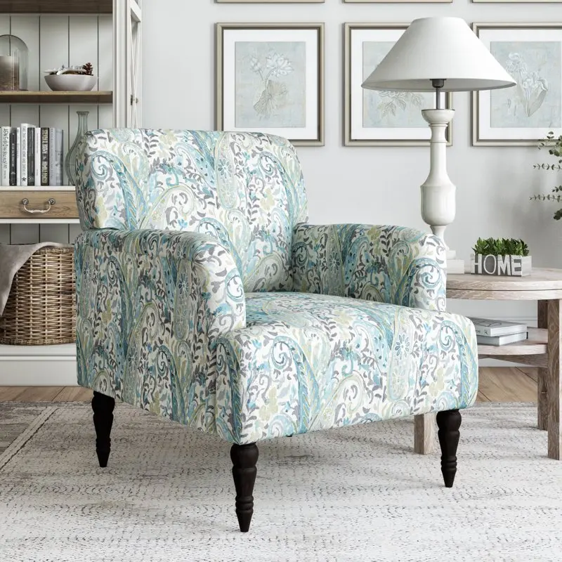 

Club Chair, Sky Blue Paisley