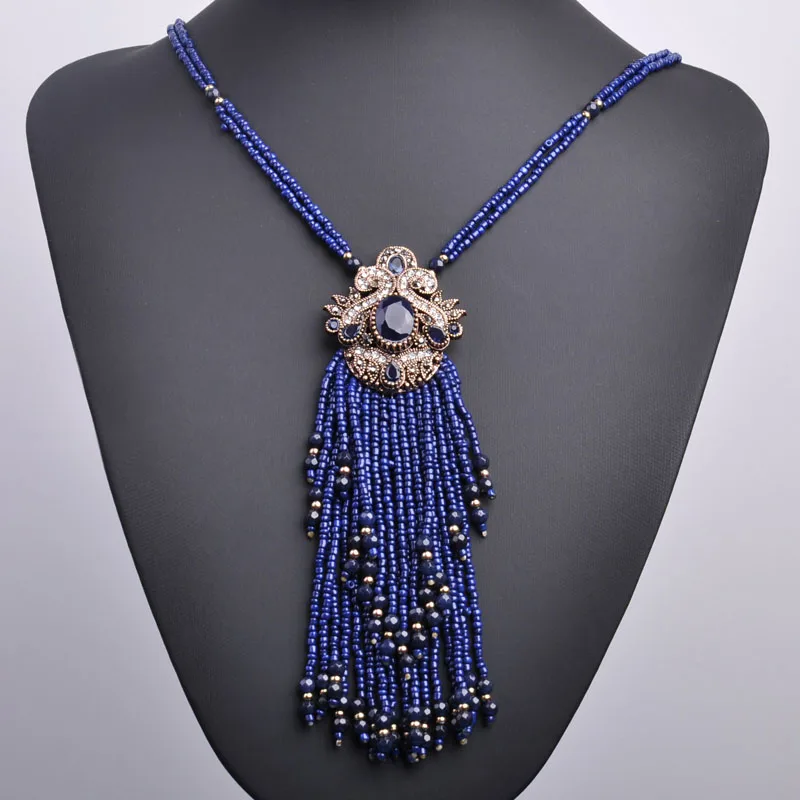 

Madrry Vintage Long Tassel Flower Shape Necklace Tiny Simulated Pearls Beads Jewelry Sweater Dress Accessories Joias Bijuterias