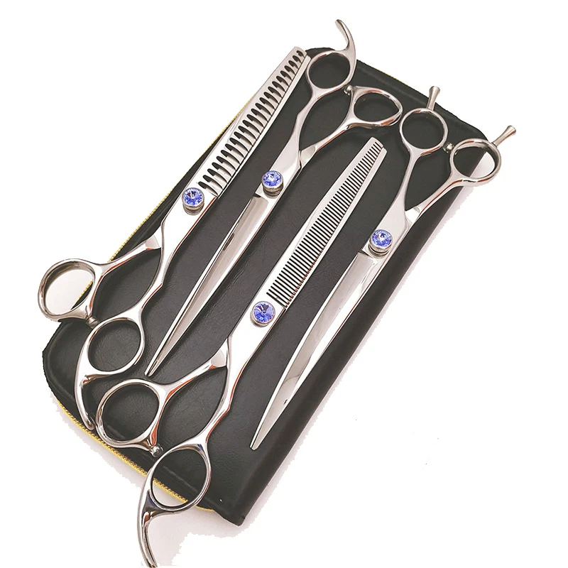 4pcs dog grooming scissor set right hand pet chunker blender