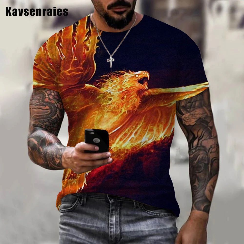 

Футболка унисекс с 3D принтом, новинка, животное Феникс для весны и лета, модная популярная Повседневная Спортивная футболка