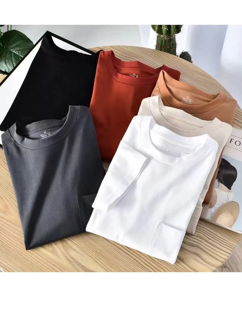 

Casual Women White T-shirt 2022 Spring Fashion Ladies O-neck Short Sleeve T-shirt Solid Female Cute Slim Chic Pocket Shirt433031