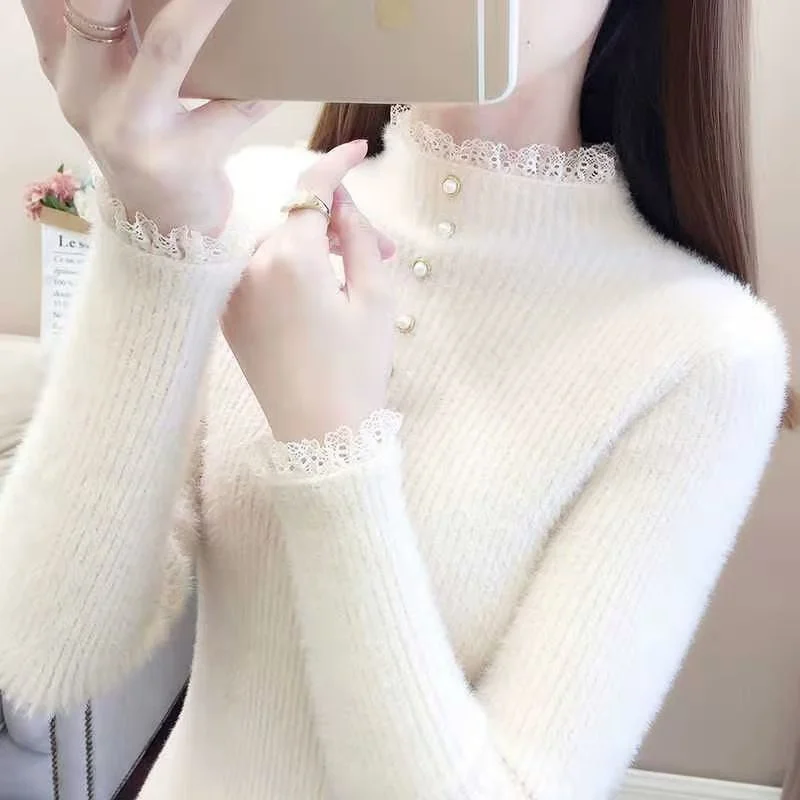 

2021 Autumn Winter Thick Sweater Women Knitted Ribbed Pullover Sweater Long Sleeve O-neck Slim Jumper Soft Warm Pull Femme Tops