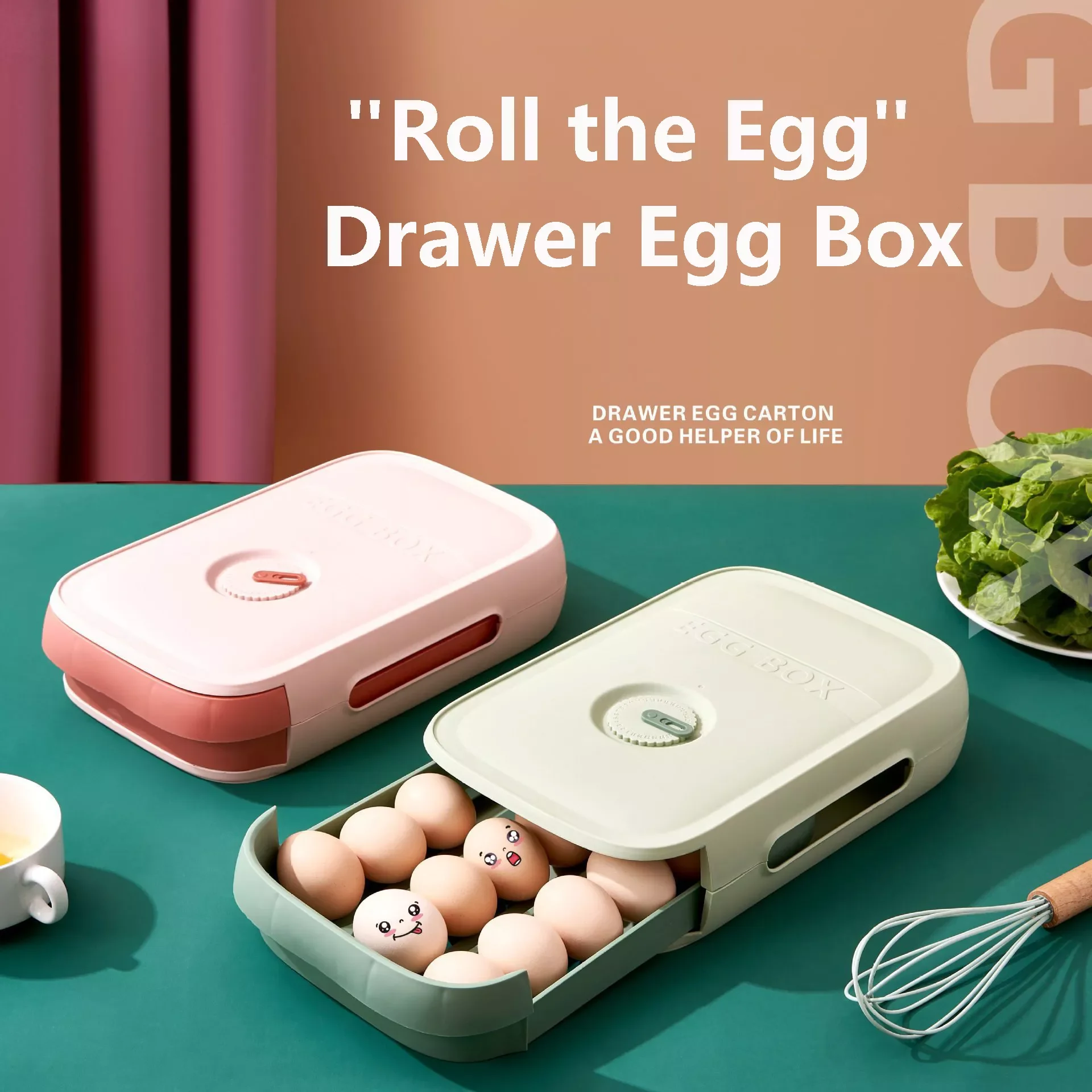 

2023 Drawer Eggs Organizer Box with Lid Storage Egg Holder Refrigerator for Kitchen Organizer Drawer Egg Tray Kitchen Gadget Set