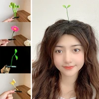 1pc unisex cute girls grass flower hair clips barrette flower hairgrip hair accessories headdress hairpin bean sprout headwear