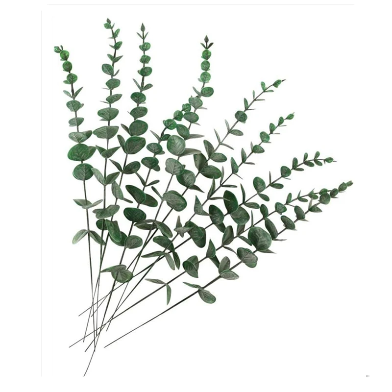 

12pcs Artificial Eucalyptus Stem 37cm/15inch Faux Eucalyptus leaves Branch for Home Office Bathroom Decor