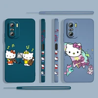 anime hello kitty cartoon for xiaomi redmi k50 gaming 10x 9 9a 9t 9at 8 8a 7 6a 5a 4x pro 4g 5g liquid left rope phone case capa