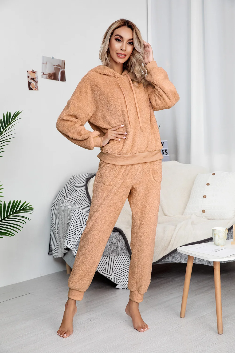 Women Pajamas Double Sided Flannel Hooded Sleepwear Kawaii Pijama Female Set with Pants Cute Pyjamas Halloween Party Loungewear