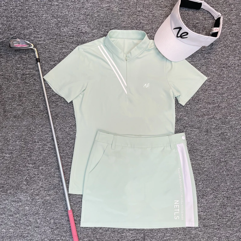 

Летний женский спортивный костюм Netls Golf с воротником-стойкой и коротким рукавом