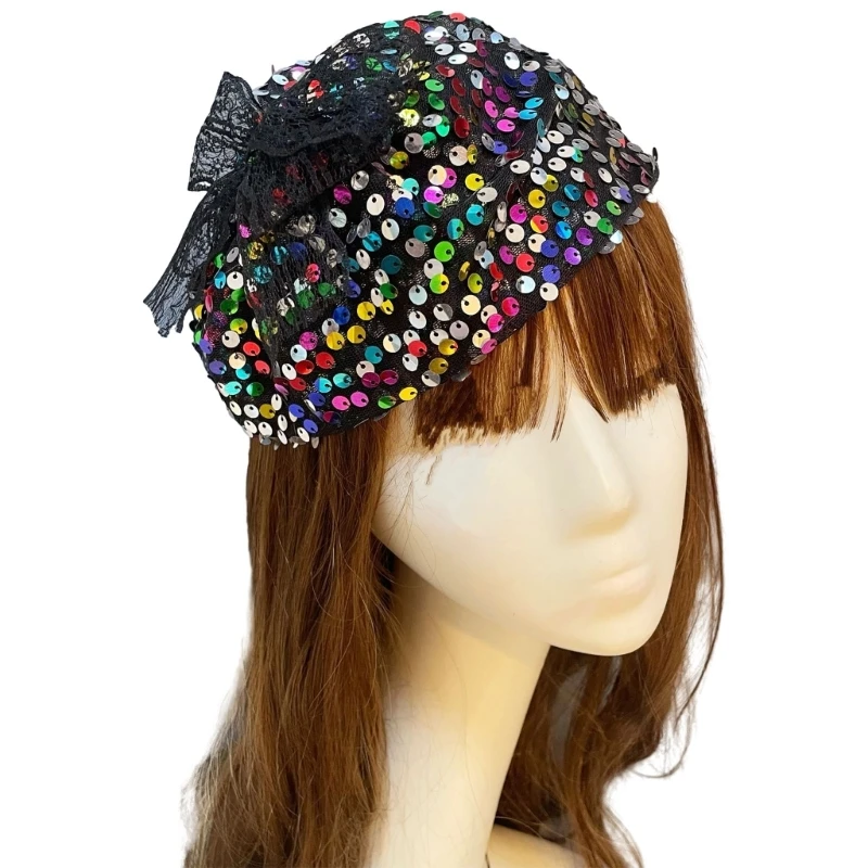 

Sequins Yarn Hat Hairband Ladies Prom Headband French Hairband for Girls