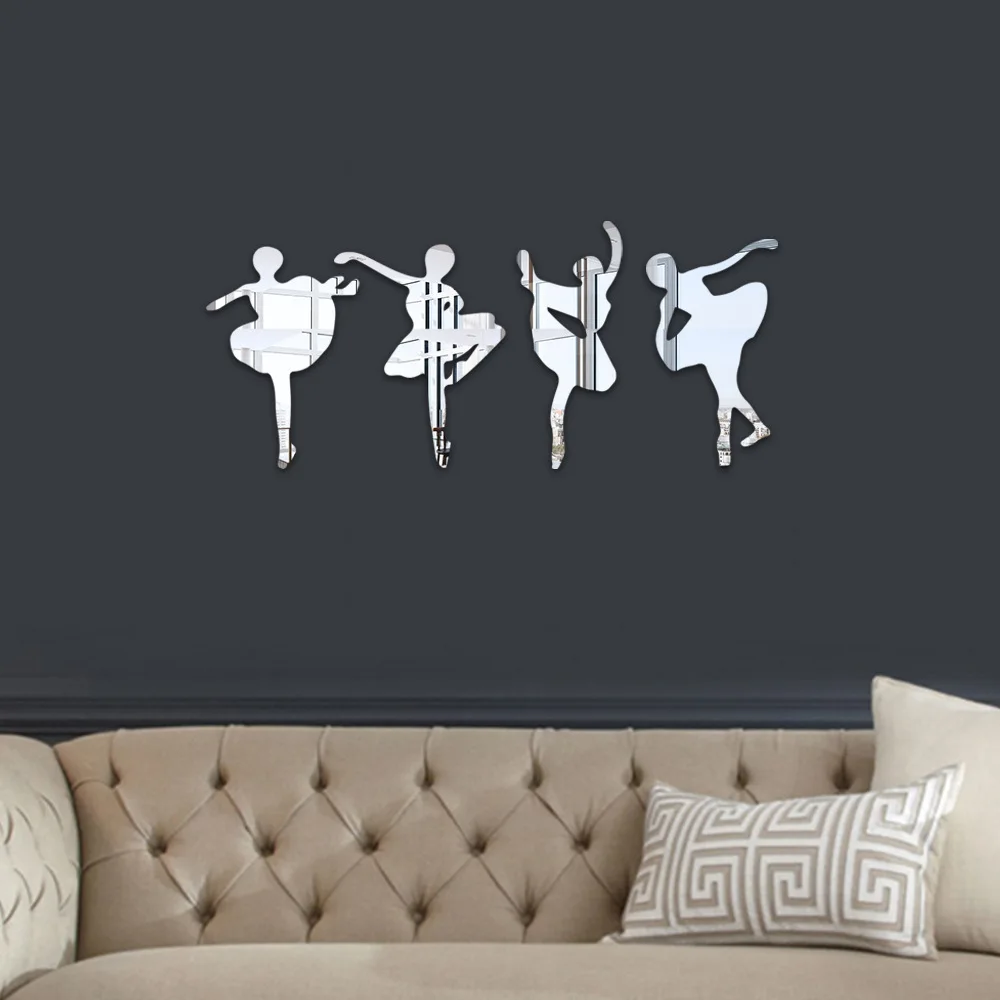 Акриловые зеркальные настенные Стикеры украшение на стену балерины для спальни