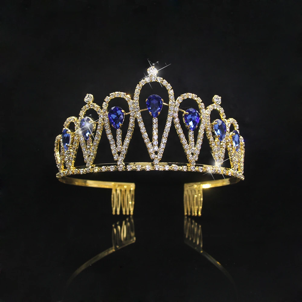 

New Fashion Crystal Crown Ladies Girls Hair Accessories Silver-Plated Gold-Plated Headdress Bridal Wedding Jewelry Party Gifts