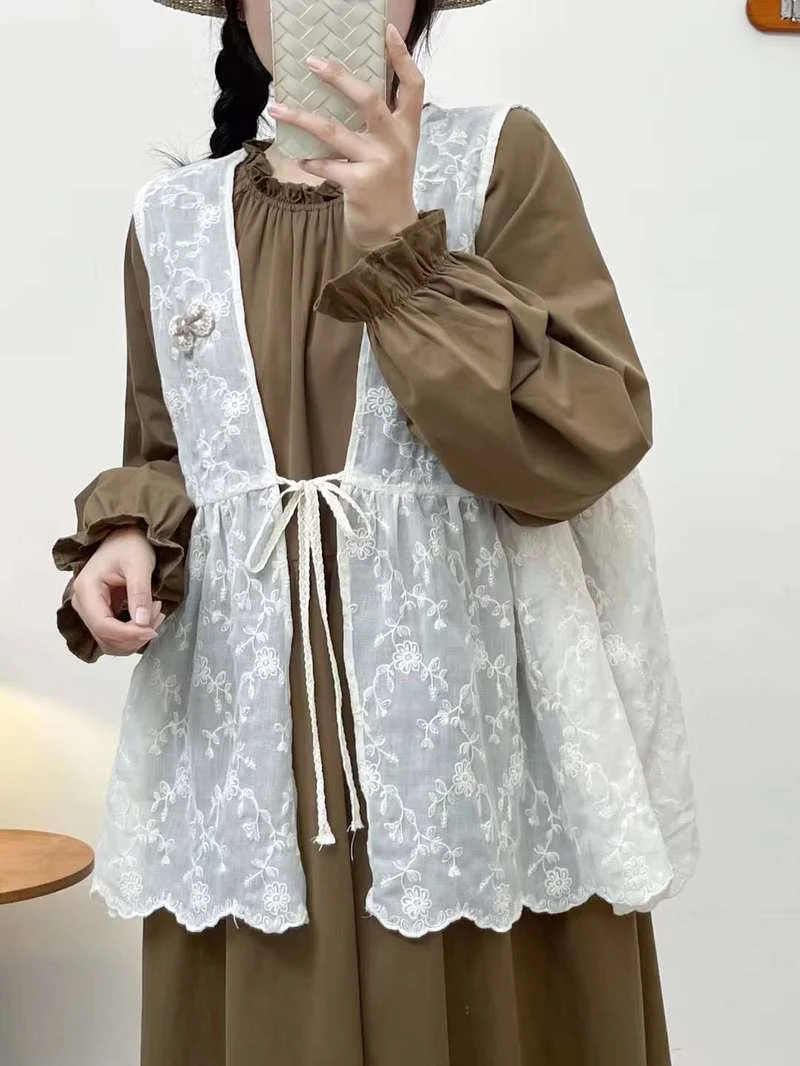 Женский жилет с v-образным вырезом и вышивкой куртка без рукавов хлопковый