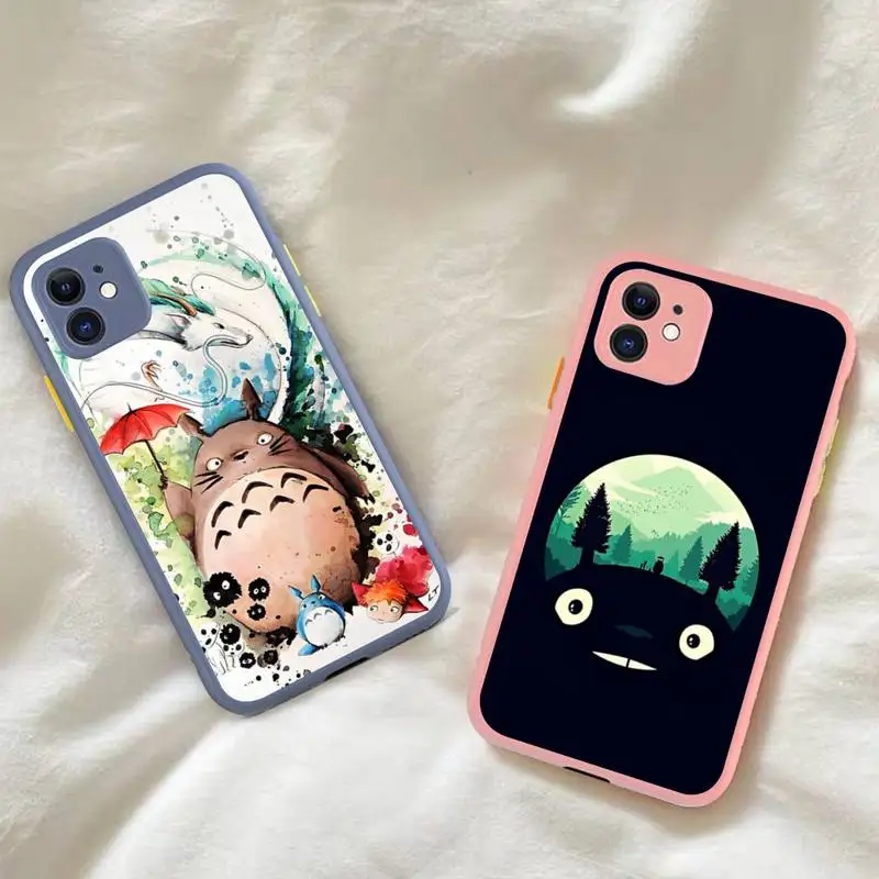 

Japan Anime Totoro Phone Case for iPhone X XR XS 7 8 Plus 11 12 13 pro MAX 13mini Translucent Matte Case