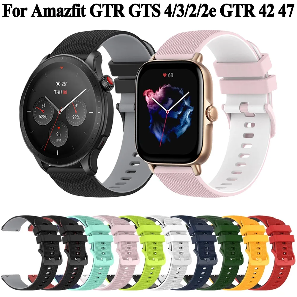 

Ремешок силиконовый для Amazfit GTS GTR 4 3 2 2e GTR3 Pro, браслет для наручных часов Amazfit GTS 42 мм 47 мм Bip 3 U Pro, 20 мм 22 мм