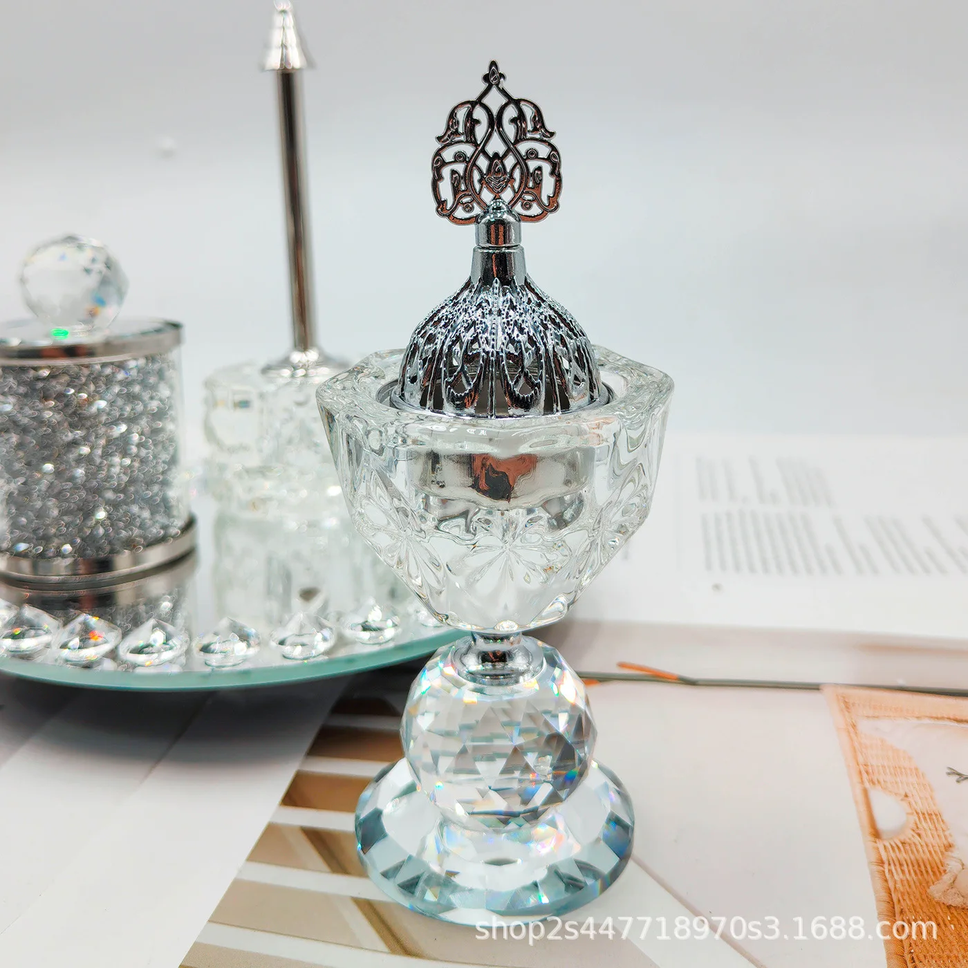 Серебряная хрустальная курильница набор из 4 предметов африканский орнамент