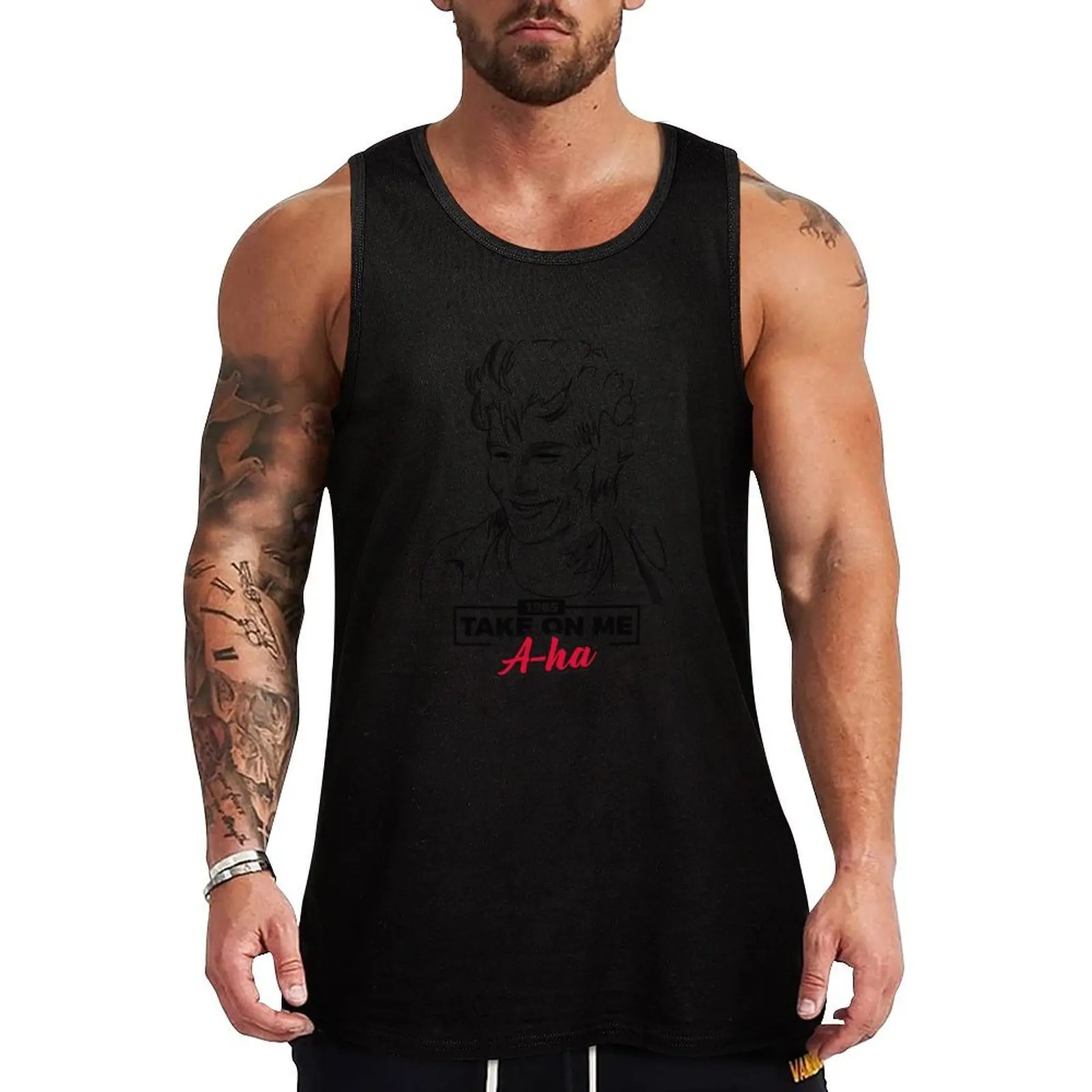 Фото Майка с принтом Morten Harket in Nimm es mit mir auf - a-ha, модная майка с графическим принтом, безрукавка с трендовым принтом №1