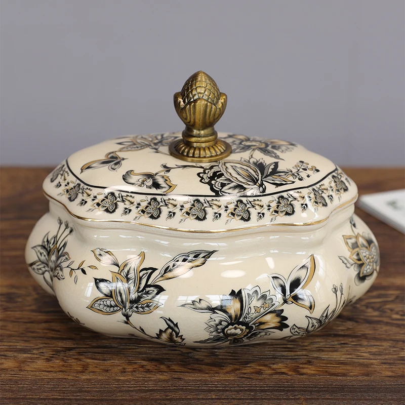 

Современный стиль, роскошный керамический контейнер для хранения в американском стиле, Европейский стиль, для гостиной, роскошное украшение для конфет, сухофруктовый контейнер для закусок