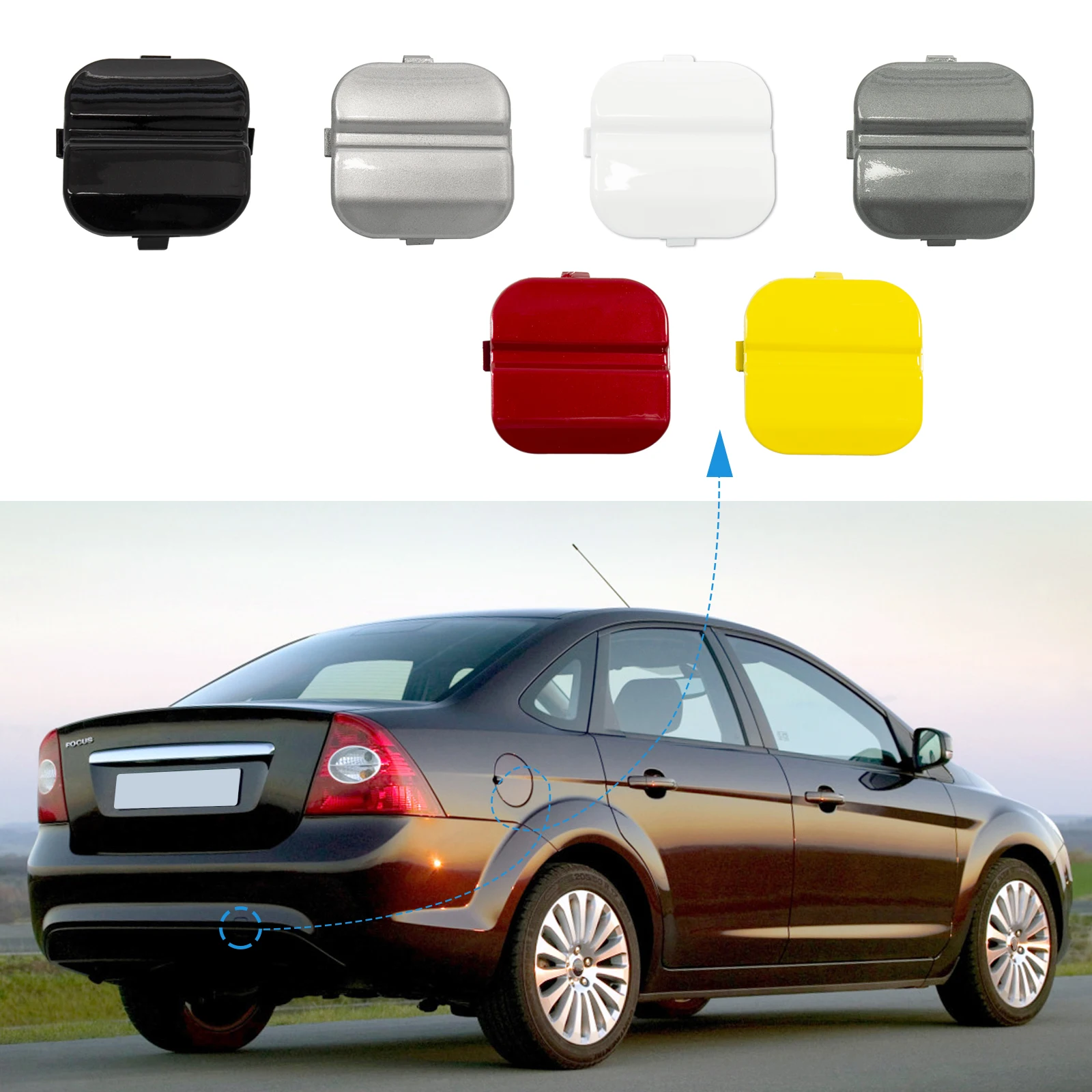 

Rear Bumper Tow Hook Cover Towing Eye Cap For Ford Focus II MK2 2008-2010 Sedan Saloon 8M59-F17K922-AA 1521717 Car Accessories
