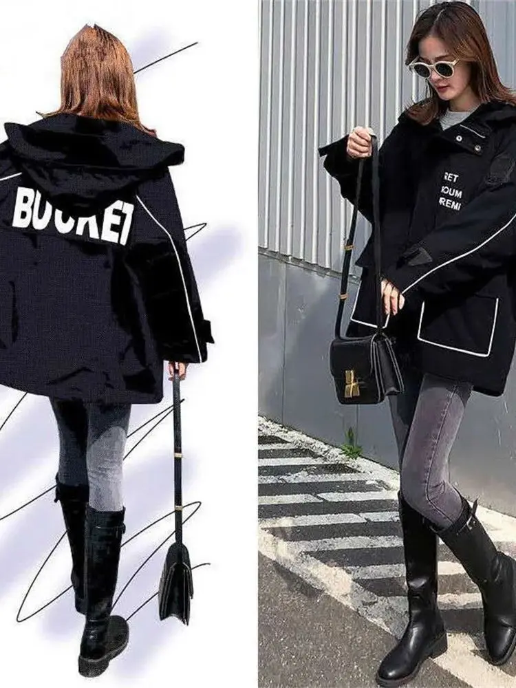 

Пальто женское демисезонное на молнии с карманами и капюшоном