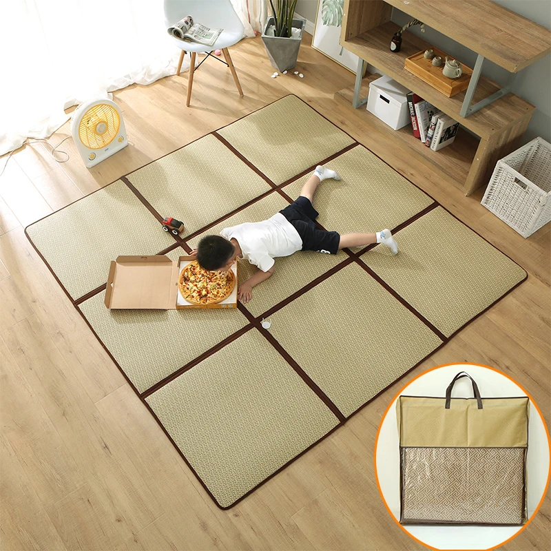 Shining Folding Mat Thick Japanese Tatami Rattan Mat Sleeping Pad Summer Student Child Kindergarten Nap Floor Pad With Gift Bag