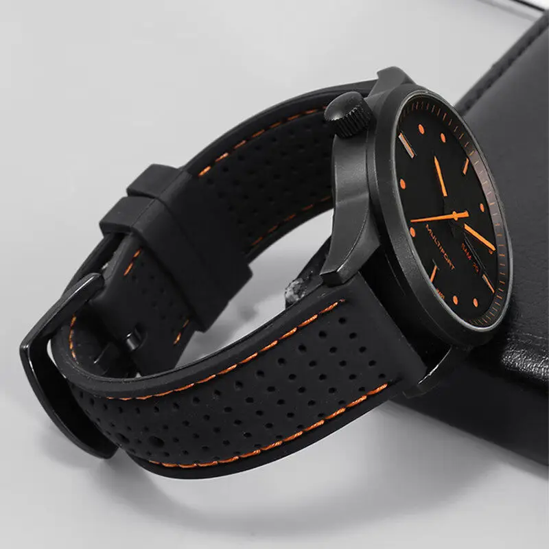 Фото Дышащий силиконовый ремешок для часов Casio Mido Huawei Citizen Tissot Seiko, резиновый ремешок для часов, мужской ремешок 18 мм, 20 мм, 22 мм, 24 мм №2