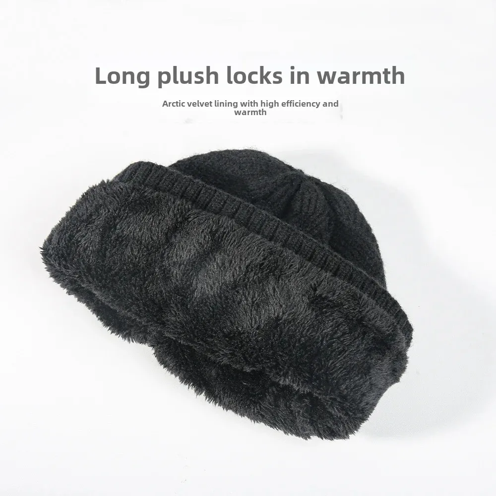 Осенне-зимняя теплая плотная вязаная шапка с флисовой подкладкой перчатки и шарф