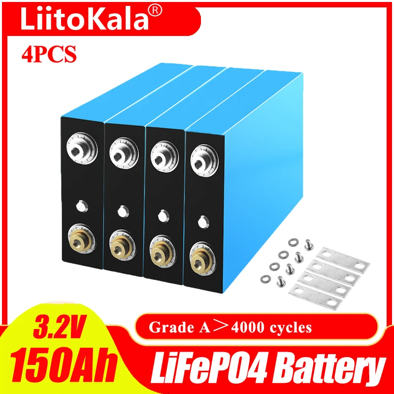 

4pcs LiitoKala 3.2v 150Ah lithium battery deep 4000 cycle for diy 12v 24v 36V 48V Solar energy storage RV Solar Panel caravan