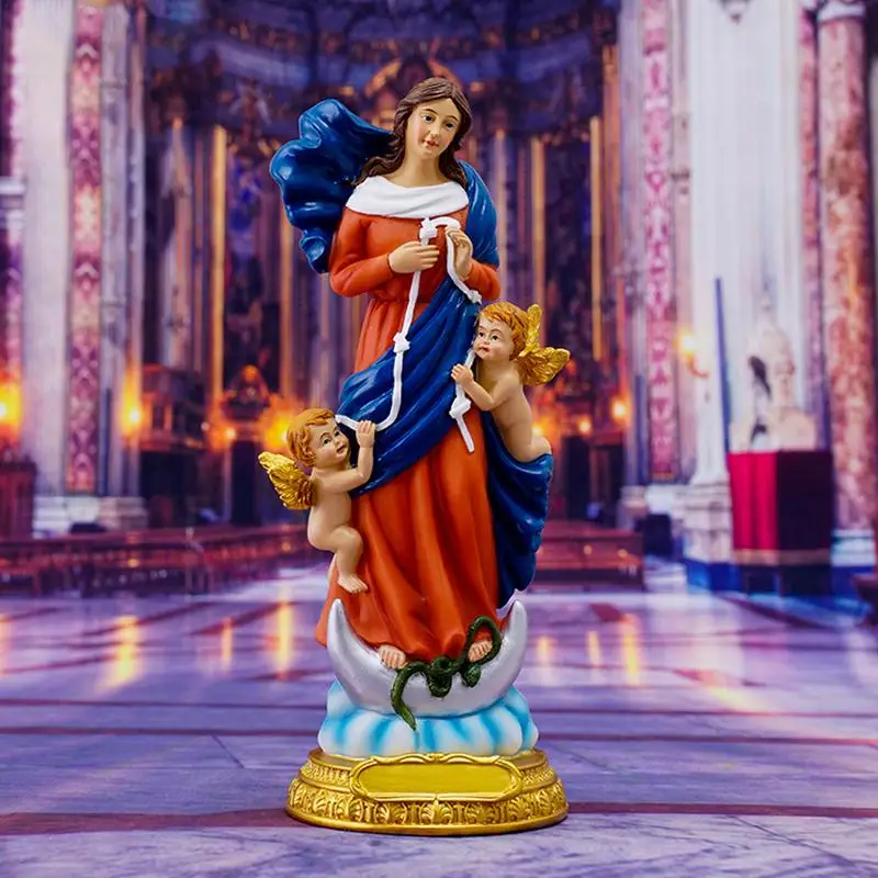 

Atmospheric Holy Mary Statue Resin Virgin Mary Statue Crism Religious Theme Party Full Color Carving Ornament for Dining Table