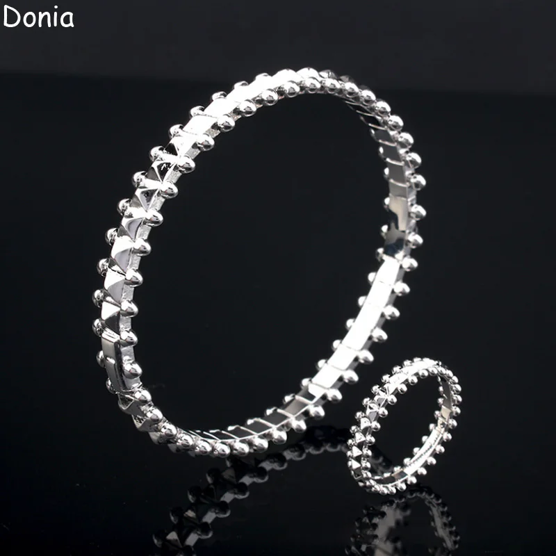 

Donia Jewelry European and American fashion glossy rivet titanium steel bracelet ring luxury jewelry set