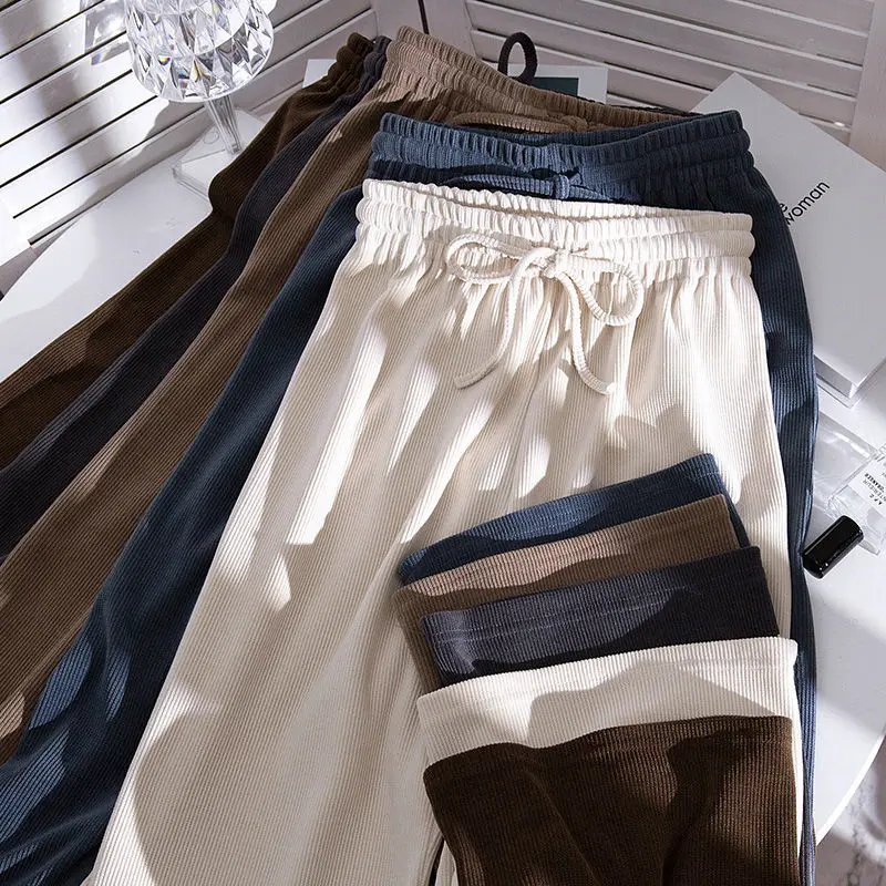 

Women 2022 Spring Summer New Fashion Wide Leg Trousers Female Solid Color High Waist Loose Casual Pants Lady All-match Pants U39