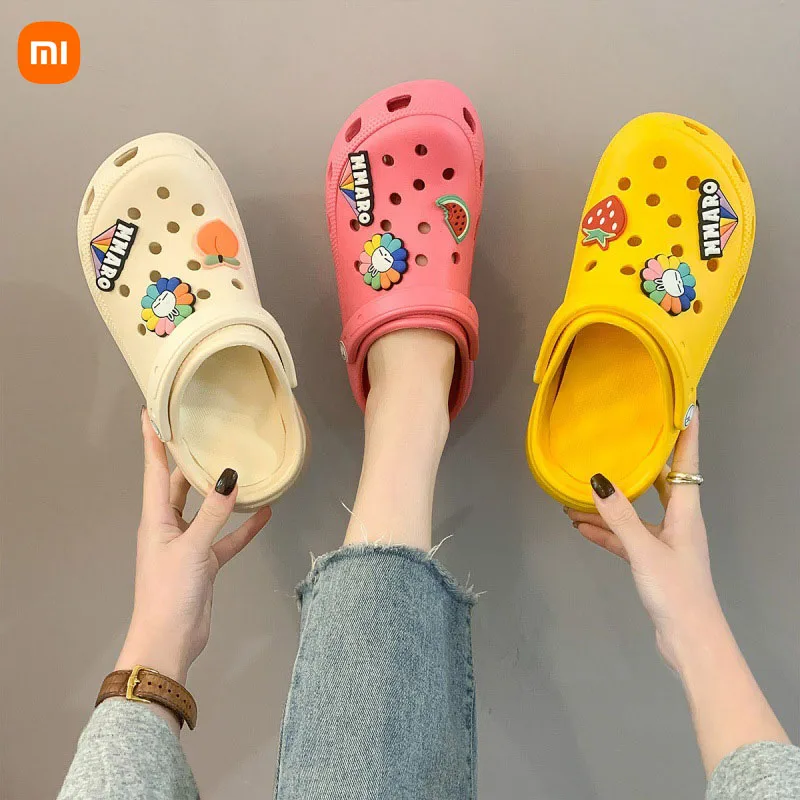 

Xiaomi Summer Sandals Women Thick Soles High Heels Garden Shoes Outdoor Non-Slip Beach Hole Slides 2022 Female New Slippers