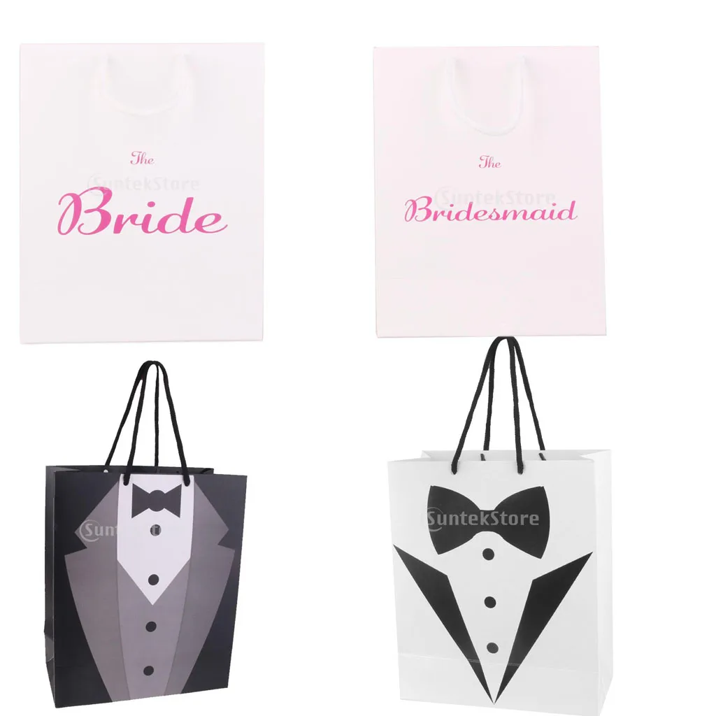 1/2pcs Wedding Gift Bags Bride Groomsmen Candy Packaging Box Favor Bags for Wedding Party Anniversary Ceremony Paper Bags