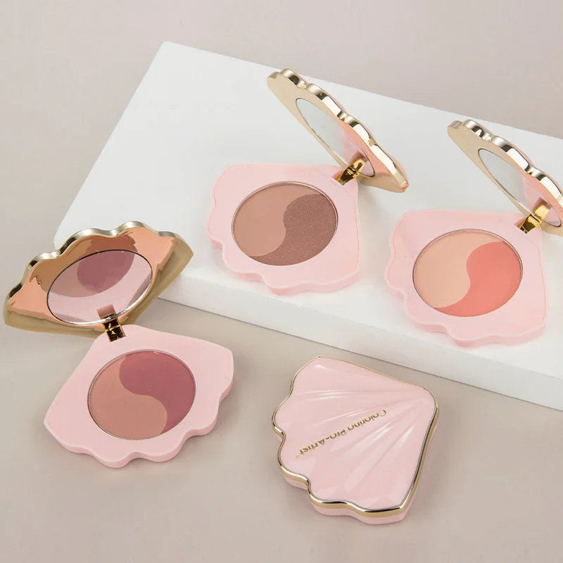 

Pink Blush Makeup Sweet Nude Makeup Cheek Contour Natural Orange Peach Pink Two-tone Blush Pan Rouge Powder Cosmetics Lasting