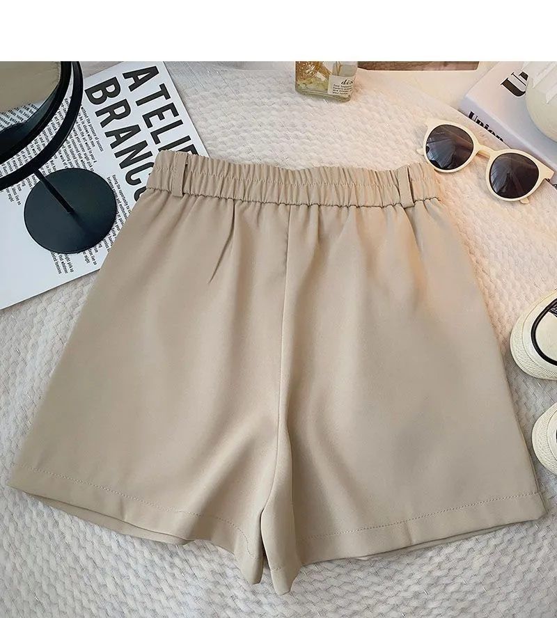 Women's 2023 Summer New Casual Semi-elastic High-waisted Wide-leg Pants M-5xl Golf Embroidered Women Shorts