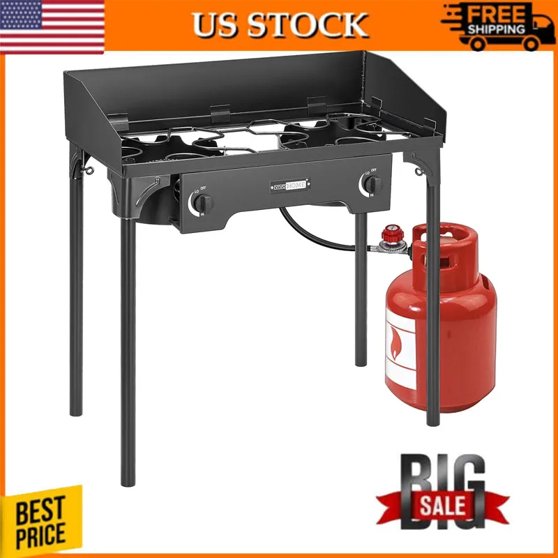 

Propane with Windscreen and Detachable Legs Stand for Camping Heavy Duty Outdoor Dual