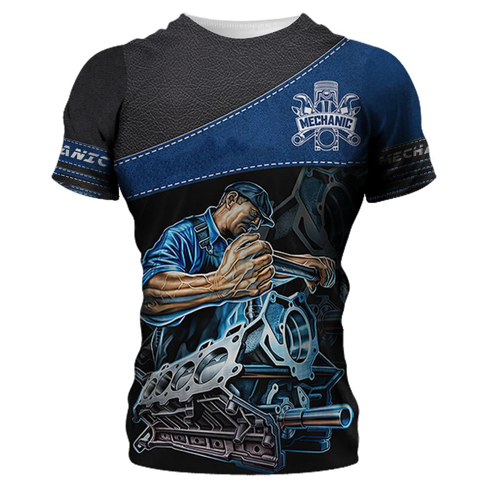 

3D Printed T-Shirt Mechanic Pattern Men's And Women's Tops Mechanical Tools Short Sleeve Casual Fashion Breathable Clothing