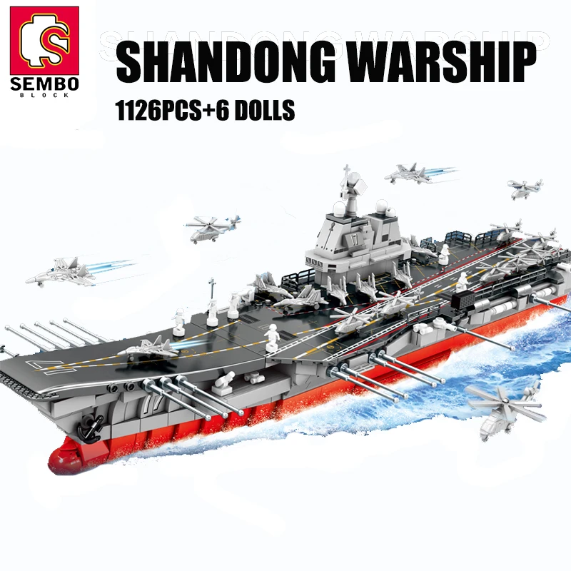 

SEMBO 1:650 военный корабль Шаньдун, самолет, военные строительные блоки, брикет, DIY Кирпичи, подарки, игрушки с мини-куклой