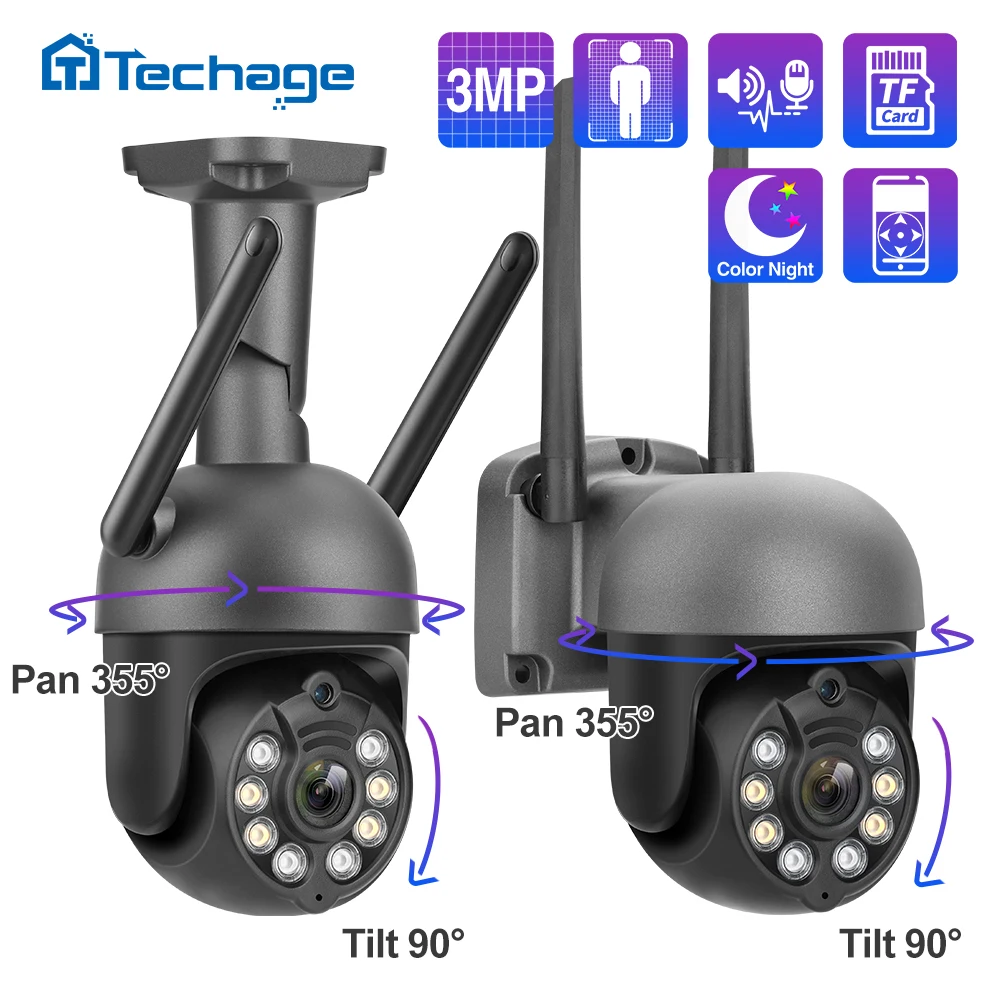 IP-камера Techage Беспроводная с поддержкой Wi-Fi 3 Мп 1080P | Безопасность и защита