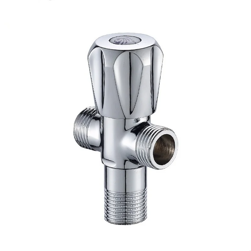 

Copper Double-outlet Triangle Valve, One In Two Out Three-way Cold and Hot Water Triangle Valve Stop Angle Valve Shower Valve