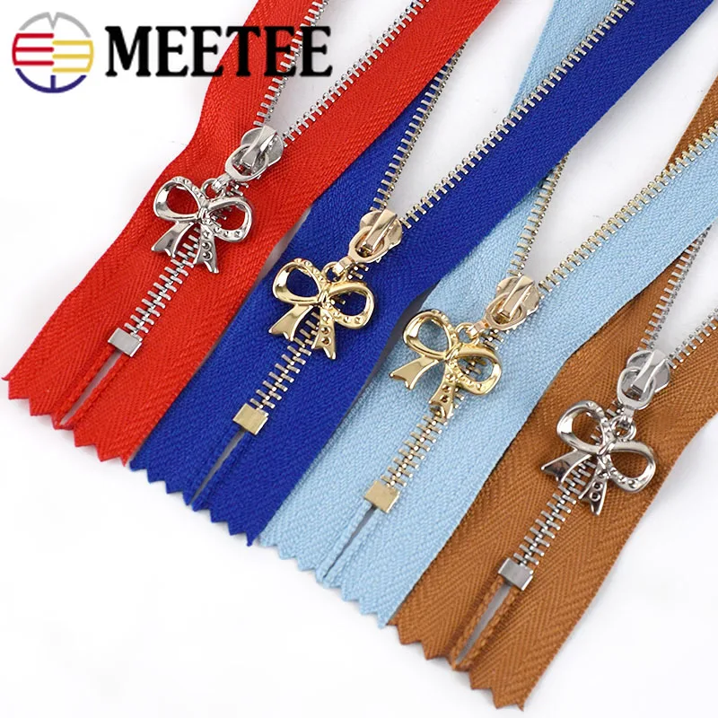 

Meetee 4Pcs 3# Close-End Zippers 15/18/20/25/30cm Metal Zippers Gold Silver Tooth Zip Repair Kit DIY Bags Clothing Accessories