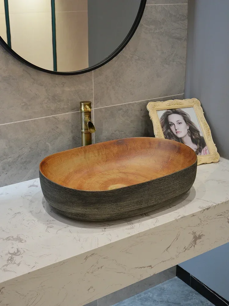Художественная раковина для стола овальная умывальника креативная керамическая