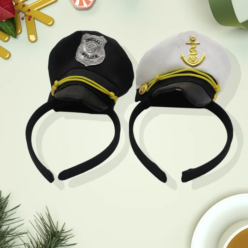 

Party Hats Christmas Halloween Easter Decorations Logo Cosplay Navy Police Sailor Captain Headband Parties Supplies Police Cap
