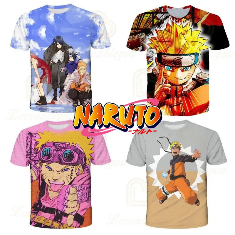 

New Fashion Children's Shirt Naruto T-shirt for Kids Cartoon Print Boys Girls 2023 3D Cartoon Kakashi Short Sleeve T Shirt