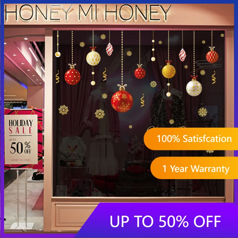 

New Christmas Ball Bedroom Cabinet Removable Christmas Wall Sticker Weihnachtsdeko2023 Christmas Wall Sticker