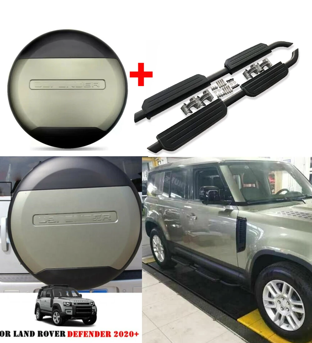 

Side Steps Running Boards Tire Tyre Cover Fit for Defender 130 5D 2022 2023