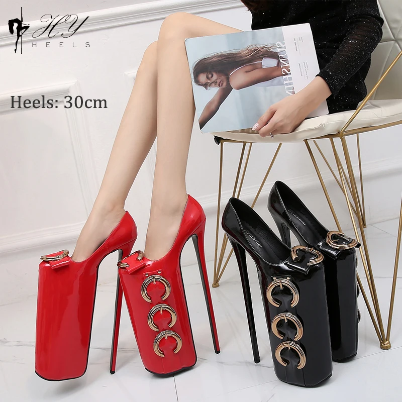 

30cm Highest Fetish Super High Heels Sexy Pumps Stripper Pole Dance Zapatos Mujer Red Club Party Shoes Women Big Size 46