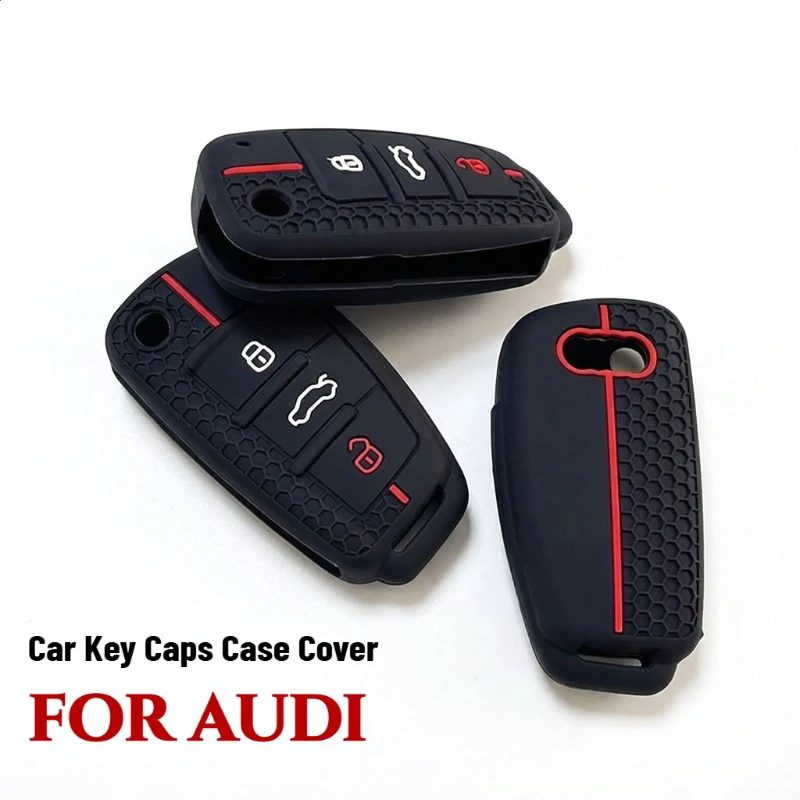 Фото Для Audi A4 B7 A6 C5 C6 A1 A3 8P TT Q3 Q2 Q7 TTS R8 S3 S6 RS3 RS6 Аксессуары Силиконовые колпачки для автомобильных ключей Чехол Брелок-брелок №1